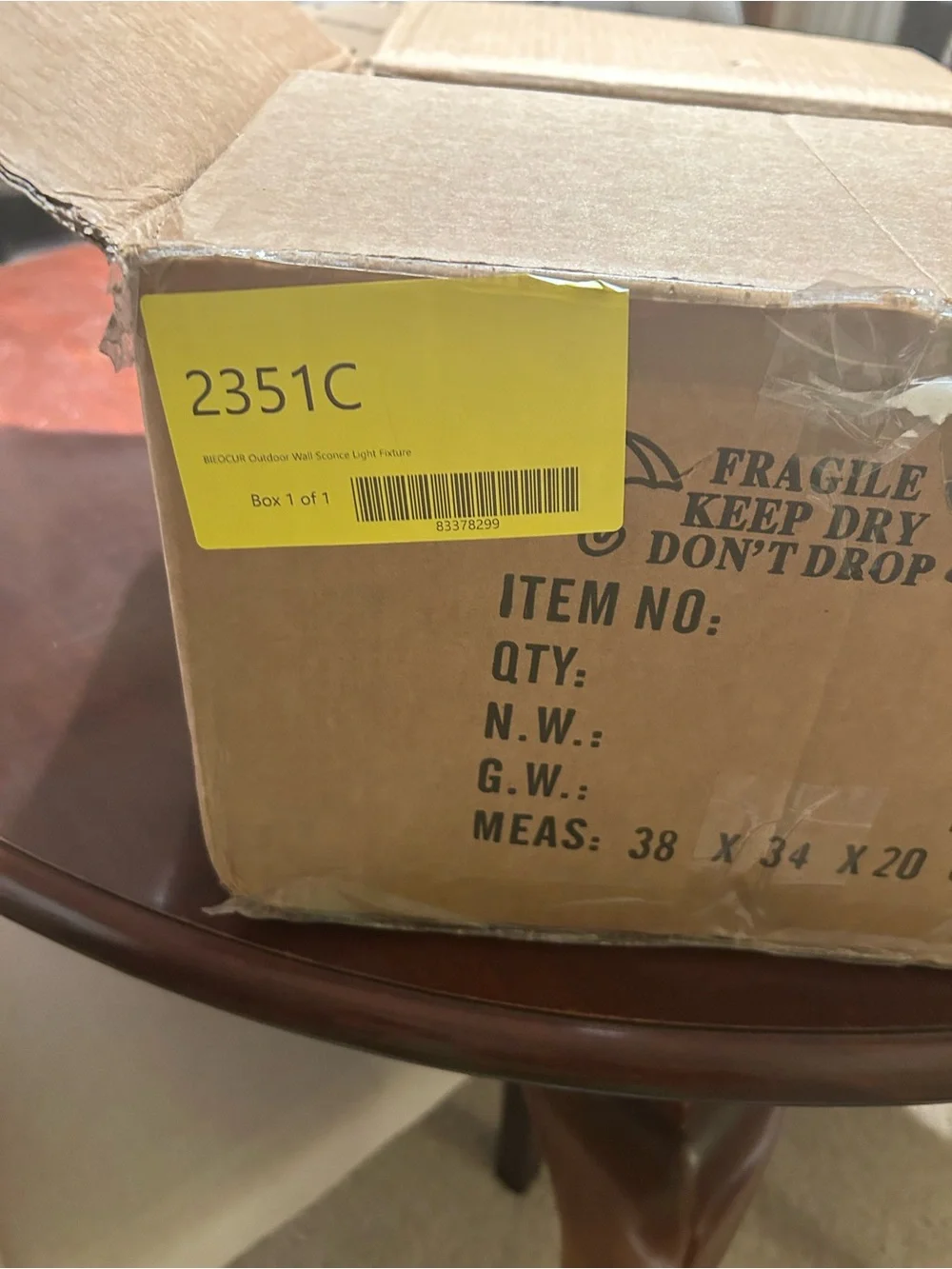 NIB BIEOCUR Outdoor Wall Lights Exterior Sconces Lanterns Vintage Gold 2 pack